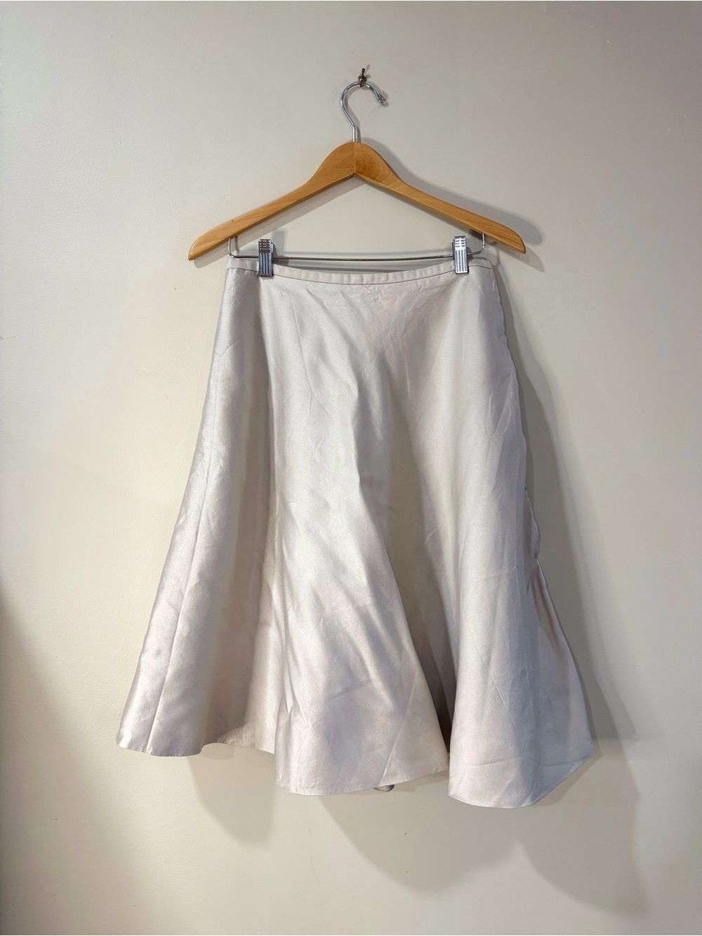 Hobbs Invitation Women US 8 Beige A-Line Wool Silk Skirt Flared Regency Elegant